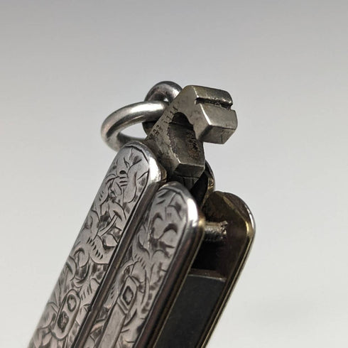 Late 19th Century British Antique Sterling Silver Handle Portable Folding Scissors
